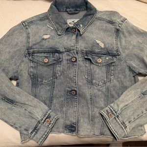 Hollister cropped distressed jacket Xl jr
